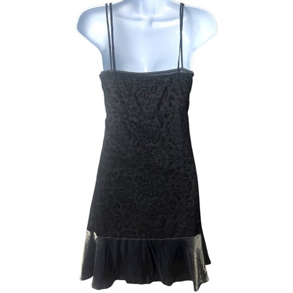 Y2K Allure Velvet & Satin Black Shimmer Slip Dress Fairygoth Dark Romantic S - Picture 6 of 13